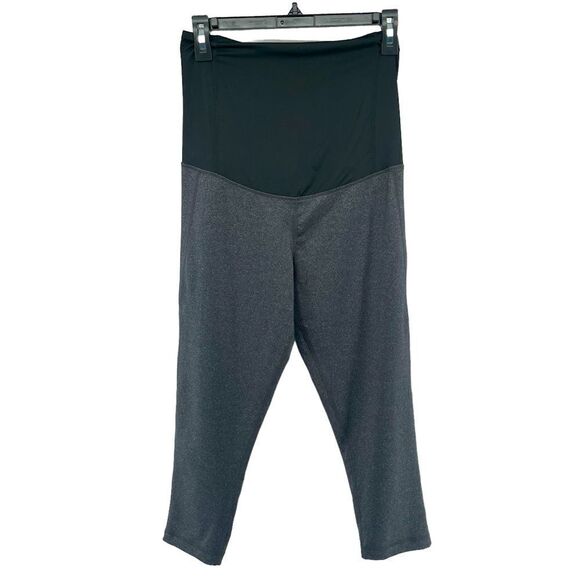Isabel Maternity By Ingrid & Isabel Gray Over The Belly Crossover Panel Leggings - Picture 1 of 11